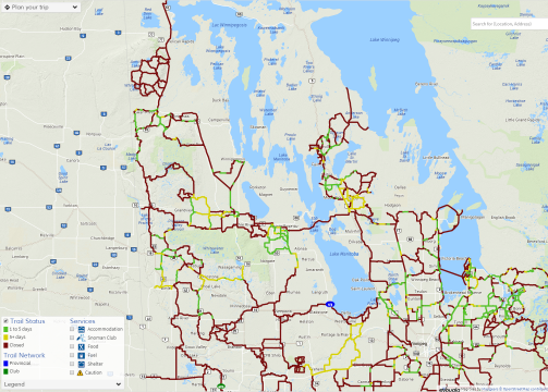 Screen shot of interactive trail map