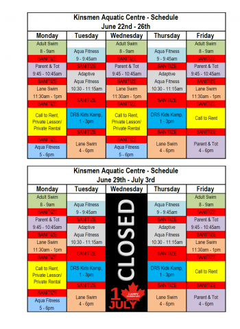 Rec Pool Scehduel